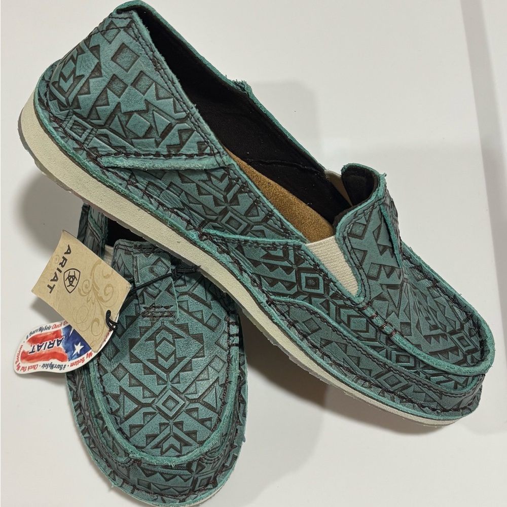 Ariat Cruiser Women’s Slip-On Leather Shoes Turquoise Geometric Size 7.5